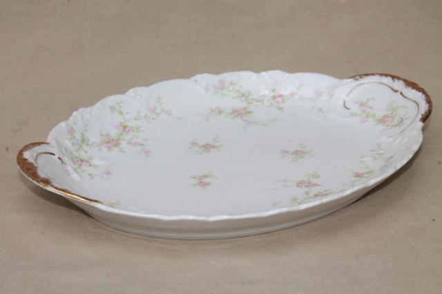 photo of Marie pink floral vintage Haviland Limoges china, oval serving dish & platter underplate #2