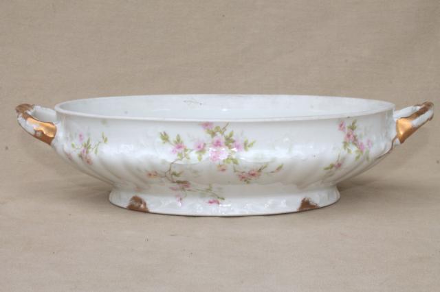 photo of Marie pink floral vintage Haviland Limoges china, oval serving dish & platter underplate #6