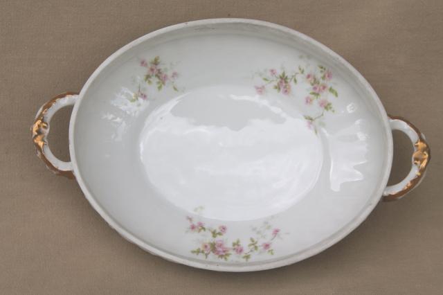 photo of Marie pink floral vintage Haviland Limoges china, oval serving dish & platter underplate #7