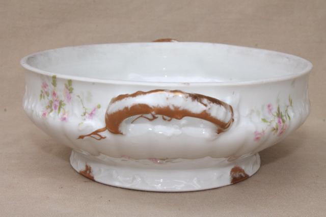 photo of Marie pink floral vintage Haviland Limoges china, oval serving dish & platter underplate #8