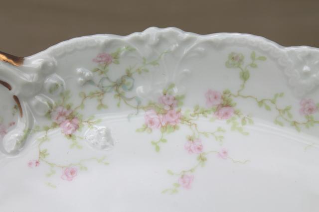 photo of Marie pink floral vintage Haviland Limoges china, oval serving dish & platter underplate #12