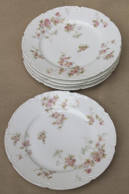 photo of Marie pink floral vintage Haviland Limoges china, small bread & butter or dessert plates #2