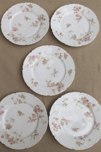 photo of Marie pink floral vintage Haviland Limoges china, small bread & butter or dessert plates #5