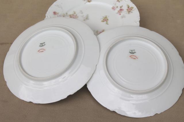 photo of Marie pink floral vintage Haviland Limoges china, small bread & butter or dessert plates #7