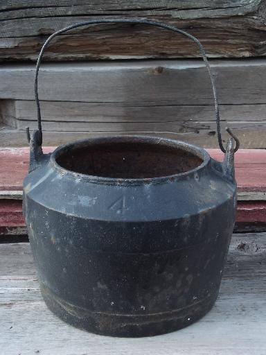 photo of Marietta PA, old Pennsylvania cast iron kettle or pot to hold flowers #1