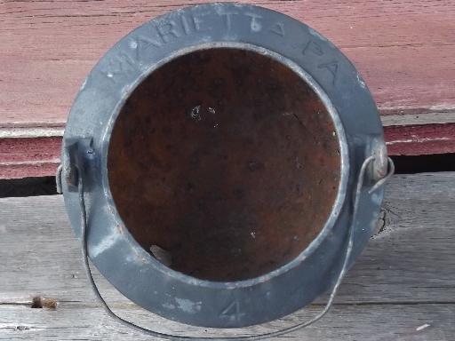 photo of Marietta PA, old Pennsylvania cast iron kettle or pot to hold flowers #3