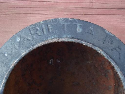 photo of Marietta PA, old Pennsylvania cast iron kettle or pot to hold flowers #6