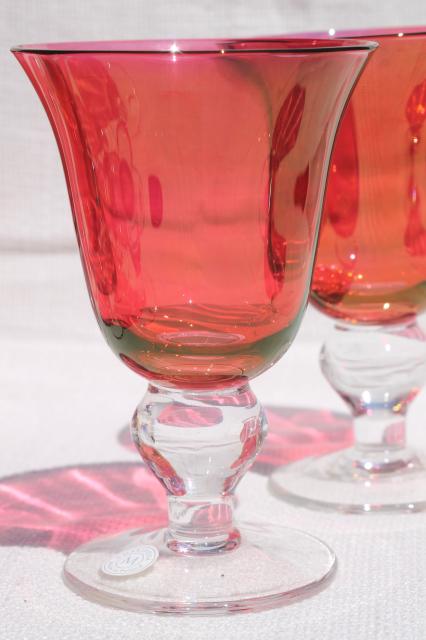 photo of Mariposa Bijoux glass goblets made in Poland, ruby stain wine glasses #2