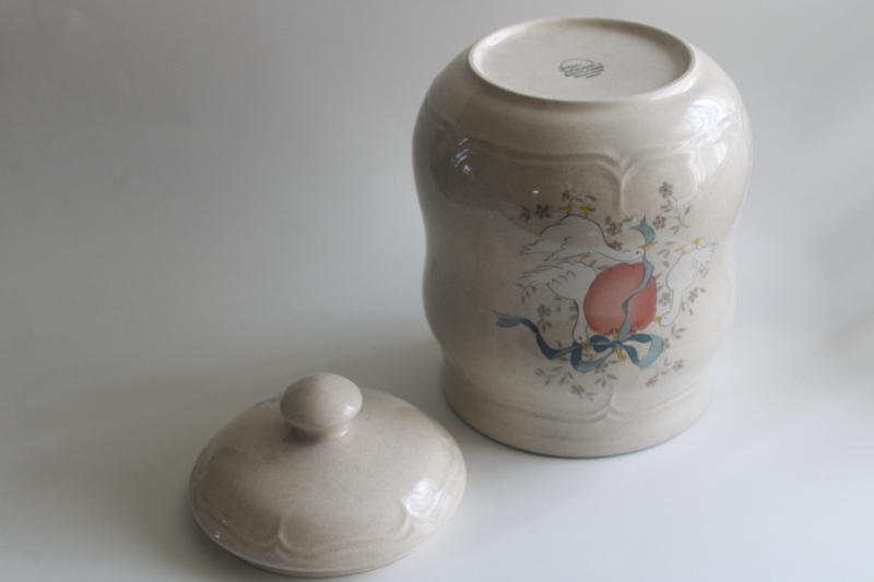 photo of Marmalade geese grandmacore cookie jar canister, vintage International stoneware  #6
