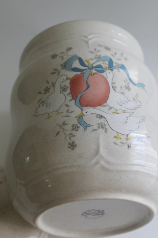 photo of Marmalade geese grandmacore cookie jar canister, vintage International stoneware  #8
