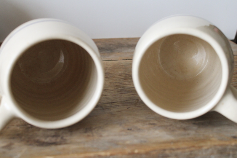 photo of Marshall pottery blue band stoneware mugs, large steins vintage crockery  #3