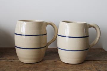 Marshall pottery blue band stoneware mugs, large steins vintage crockery 