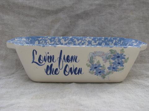 photo of Marshall pottery spongeware bread loaf pan, Lovin from the Oven #2