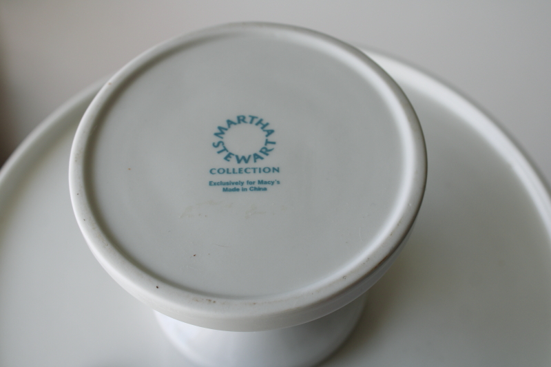 photo of Martha Stewart Collection Macy's all white china cake stand, classic ironstone style  #4