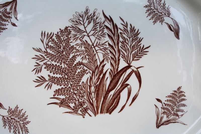 photo of Martha Stewart Danish Fern pattern brown transferware English ironstone platter early 2000s vintage  #2