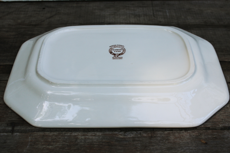 photo of Martha Stewart Danish Fern pattern brown transferware English ironstone platter early 2000s vintage  #5
