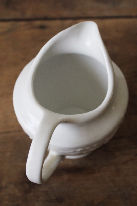 photo of Martha Stewart Everyday white ironstone china creamer pitcher oak leaf & acorn embossed  #3