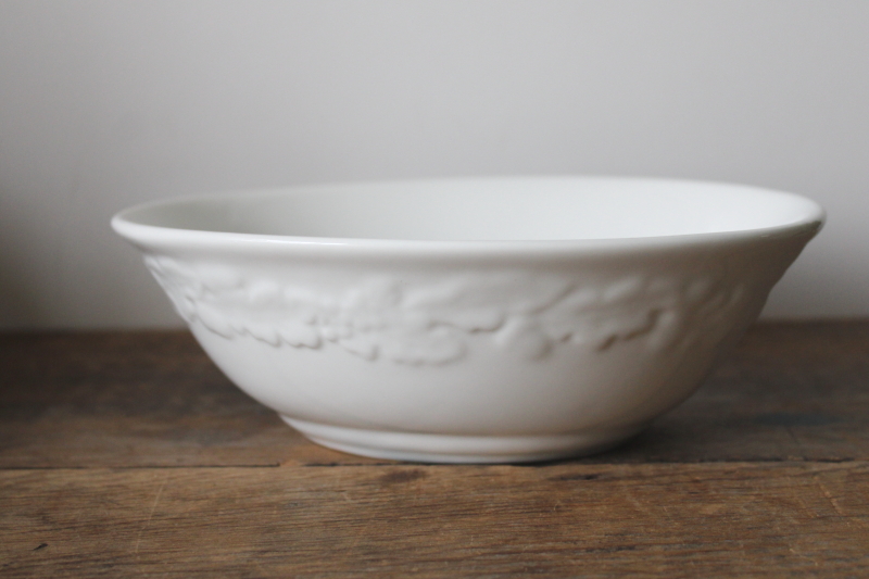 photo of Martha Stewart white ironstone china oval bowl MSE oak leaf & acorn pattern  #1