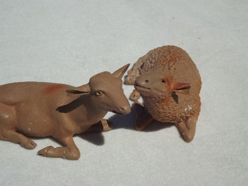 photo of Mary & Baby Jesus w/ the animals, vintage Mexican pottery creche figures #3