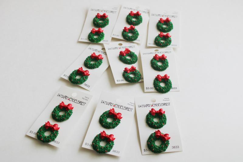 photo of Mary Engelbreit Christmas craft sewing buttons lot new old stock, holiday wreaths #1