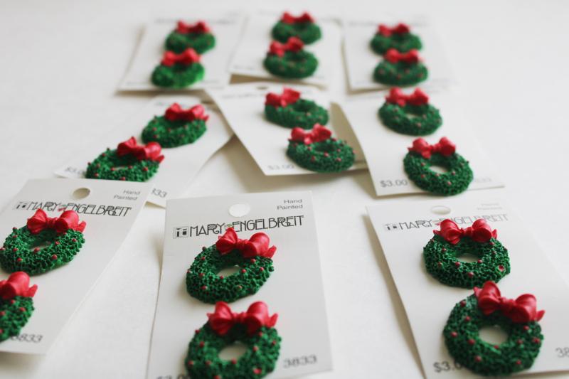 photo of Mary Engelbreit Christmas craft sewing buttons lot new old stock, holiday wreaths #4