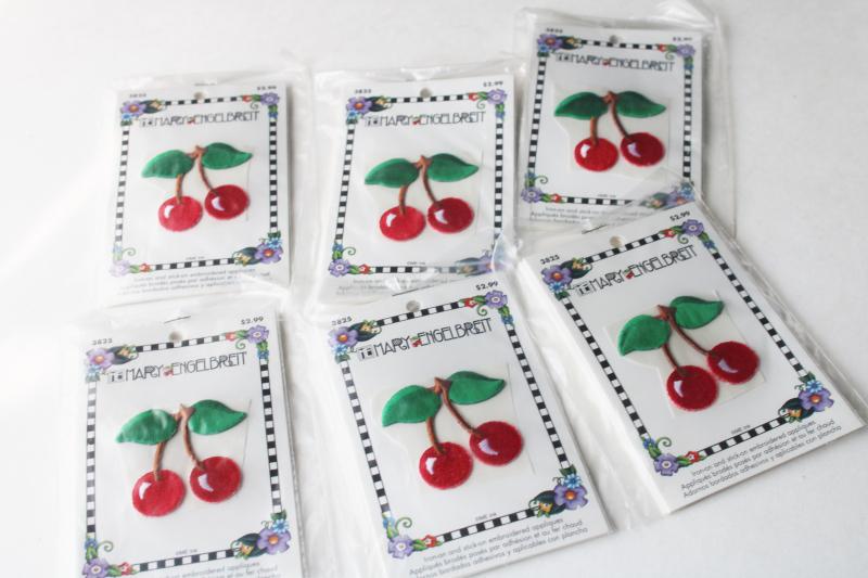 photo of Mary Engelbreit cherries cherry bunch embroidered appliques sticker back patches #1