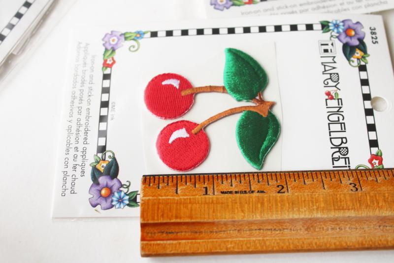 photo of Mary Engelbreit cherries cherry bunch embroidered appliques sticker back patches #4