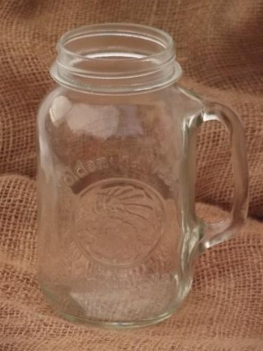 photo of Mason jar iced tea glass, 1 qt Golden Harvest drinking jar mug w/ handle  #1