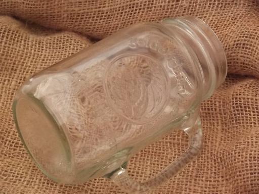 photo of Mason jar iced tea glass, 1 qt Golden Harvest drinking jar mug w/ handle  #3