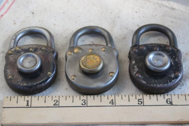 photo of Master Special type combination locks, old antique padlocks w/ small center dials #1