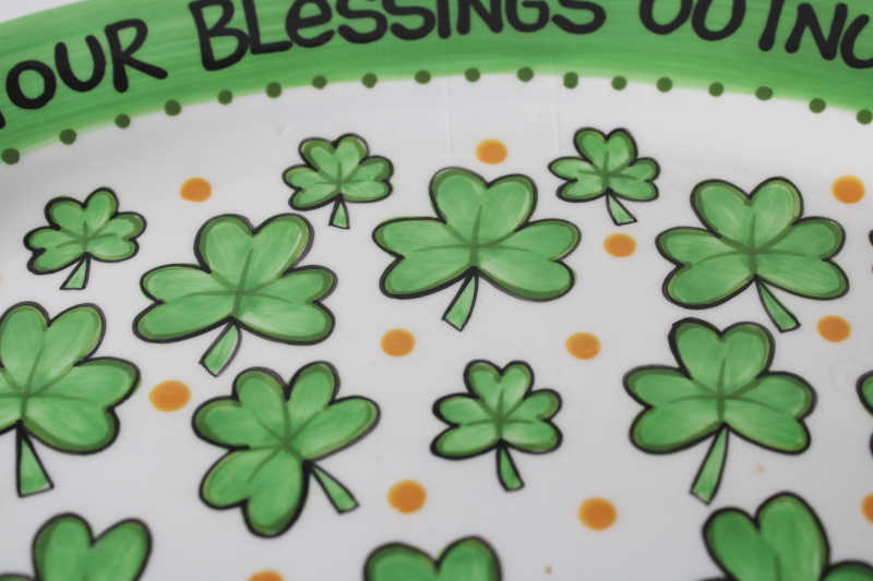 photo of May Your Blessings Outnumber Shamrocks, Lorrie Veasey Enesco ceramic tray St Patrick's Day  #5