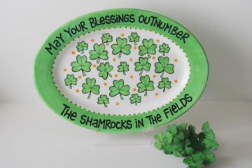 catalog photo of May Your Blessings Outnumber Shamrocks, Lorrie Veasey Enesco ceramic tray St Patrick's Day 