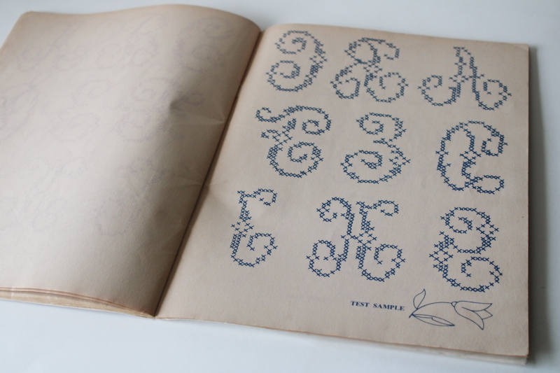 photo of McCall's needlework book iron on embroidery transfers monogram alphabets 70s 80s vintage, retro hippie & cottage styles  #4