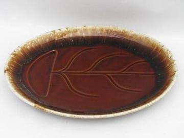 catalog photo of McCoy brown drip pottery steak or roast platter w/ drippings well