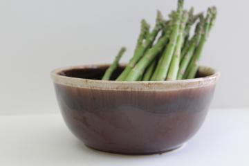 photo of McCoy pottery brown drip glaze mixing bowl, rustic vintage kitchen ware