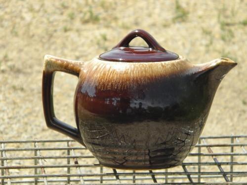 photo of McCoy pottery brown drip glaze teapot, vintage tea pot #1