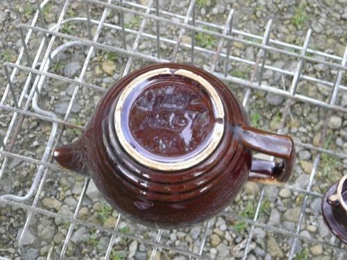 photo of McCoy pottery brown drip glaze teapot, vintage tea pot #2