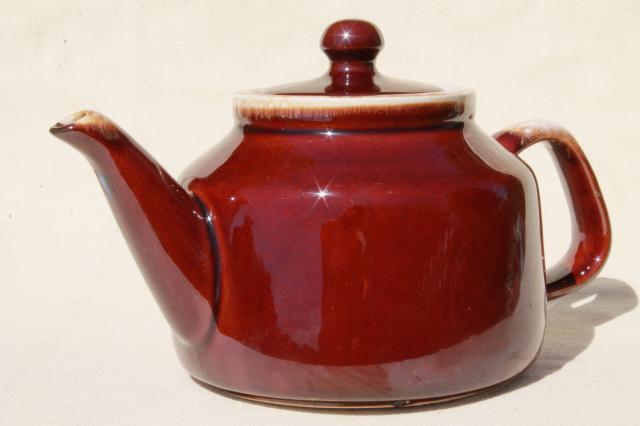 photo of McCoy pottery brown drip glaze teapot, vintage tea pot #1