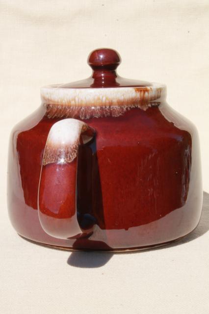photo of McCoy pottery brown drip glaze teapot, vintage tea pot #3