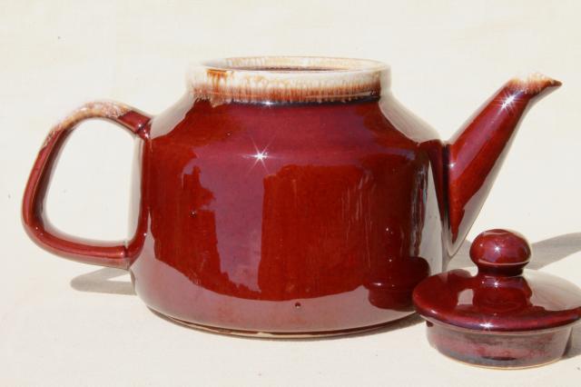 photo of McCoy pottery brown drip glaze teapot, vintage tea pot #4