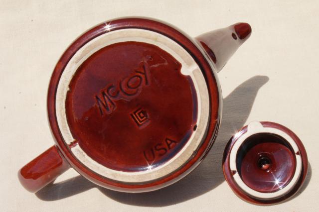 photo of McCoy pottery brown drip glaze teapot, vintage tea pot #7