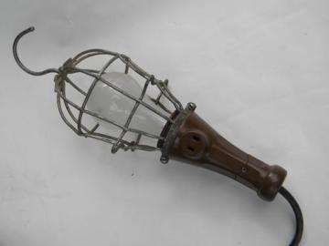 catalog photo of McGill hanging trouble work light w/wire safety cage industrial vintage