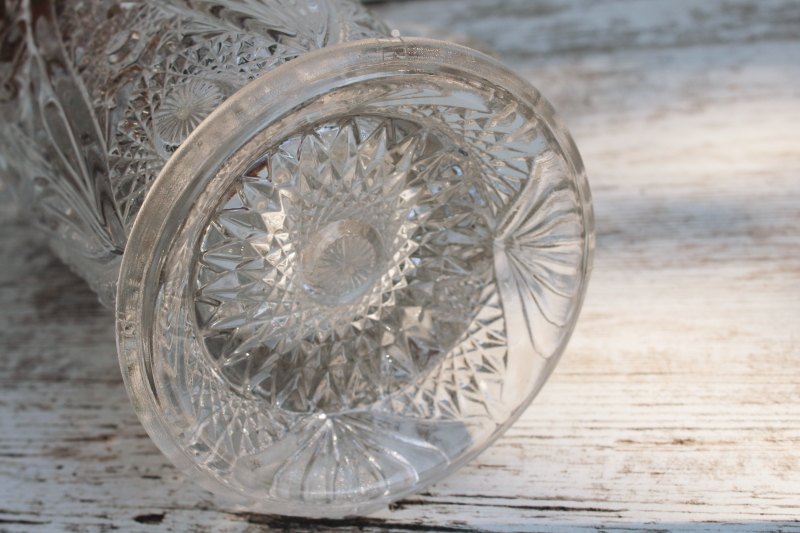 photo of McKee rock crystal flower pattern pressed glass pitcher, clear depression glass #5