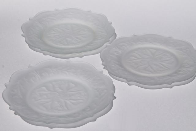 photo of McKee rock crystal frosted clear glass salad plates, vintage depression glass #1