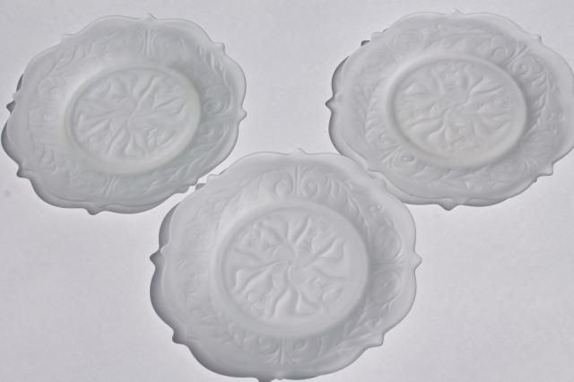 photo of McKee rock crystal frosted clear glass salad plates, vintage depression glass #3