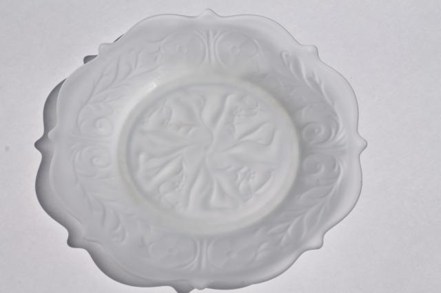 photo of McKee rock crystal frosted clear glass salad plates, vintage depression glass #4