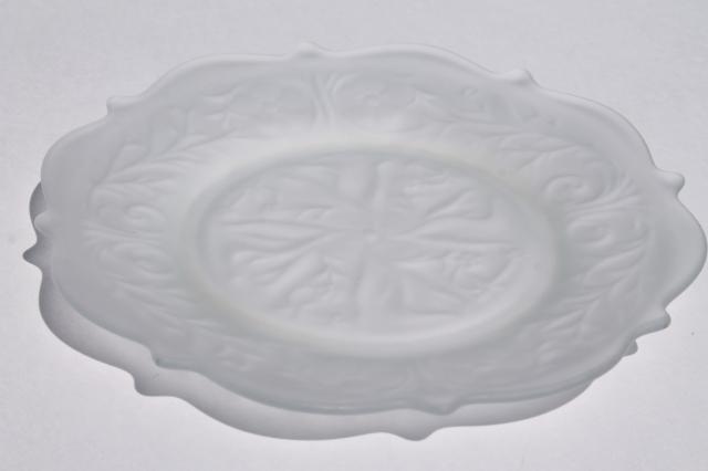 photo of McKee rock crystal frosted clear glass salad plates, vintage depression glass #5