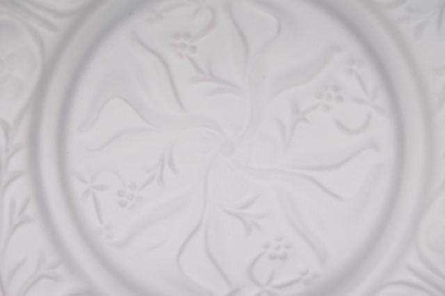 photo of McKee rock crystal frosted clear glass salad plates, vintage depression glass #9