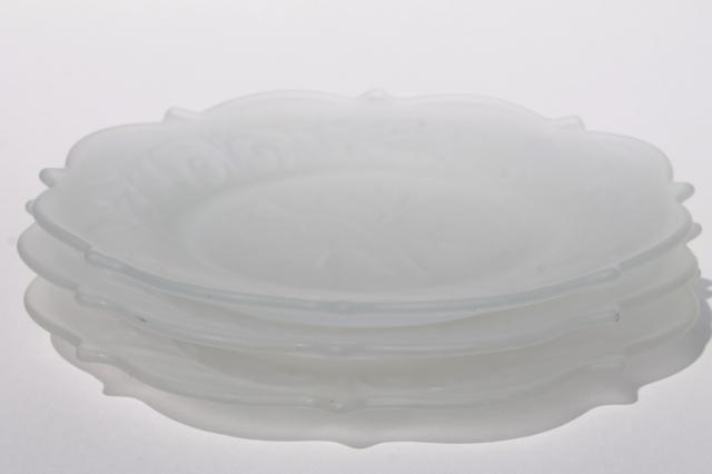 photo of McKee rock crystal frosted clear glass salad plates, vintage depression glass #10