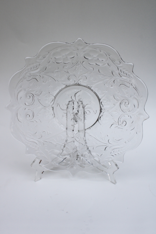 photo of McKee rock crystal vintage depression glass dinner plate or serving tray / cake plate #1